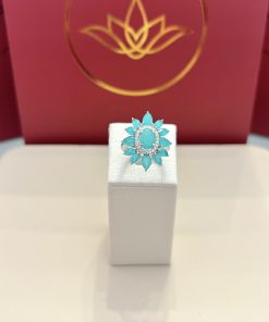 Anel flor turmalina cravejado