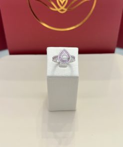 Anel gota cravejado pink/cristal
