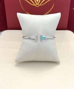 Bracelete Tiffany liso azul/cravejado