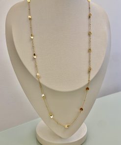 Colar longo moedas/bolinhas 79CM+7CM