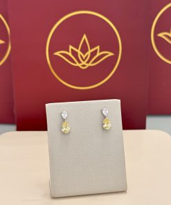 Brinco gota dupla cristal/ citrino