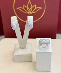 Conjunto cravejado coração lilás