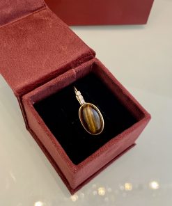 Pingente pedra olho de tigre/cravejado