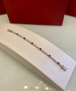 Pulseira riviera cristais/pink 13CM