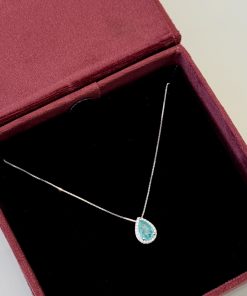 Colar gota turmalina 9x6mm/ moissanite
