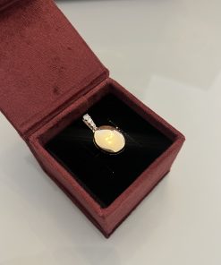 Pingente relicário oval liso/cravejado