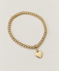 Pulseira maleável bolinhas com coração liso