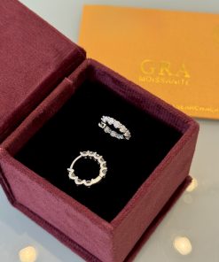 Argola moissanite 2.5mm cravação dupla