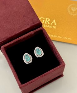 Brinco gota turmalina/ moissanite