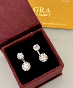 Brinco 2 em 1 moissanite 8mm/ 10mm