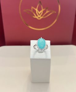Anel oval turmalina cravejado 10x14mm